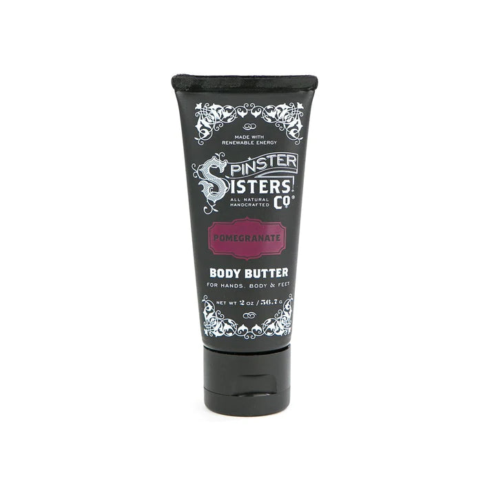 Load image into Gallery viewer, Spinster Sister Body Butter Travel Size at 6Whiskey six whisky 2 oz bottled lotion made in USA all natural pomegranate scent
