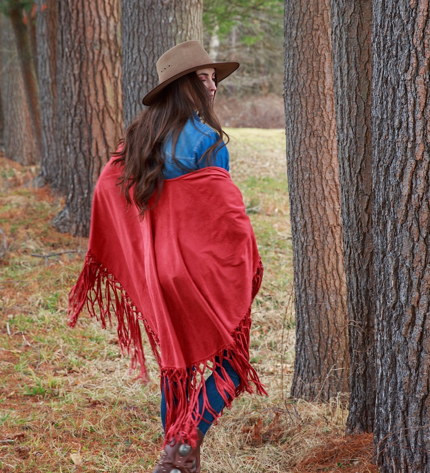 Load image into Gallery viewer, Tasha Polizzi Sierra Shawl in Paprika with fringe at 6Whiskey six whisky womens fall
