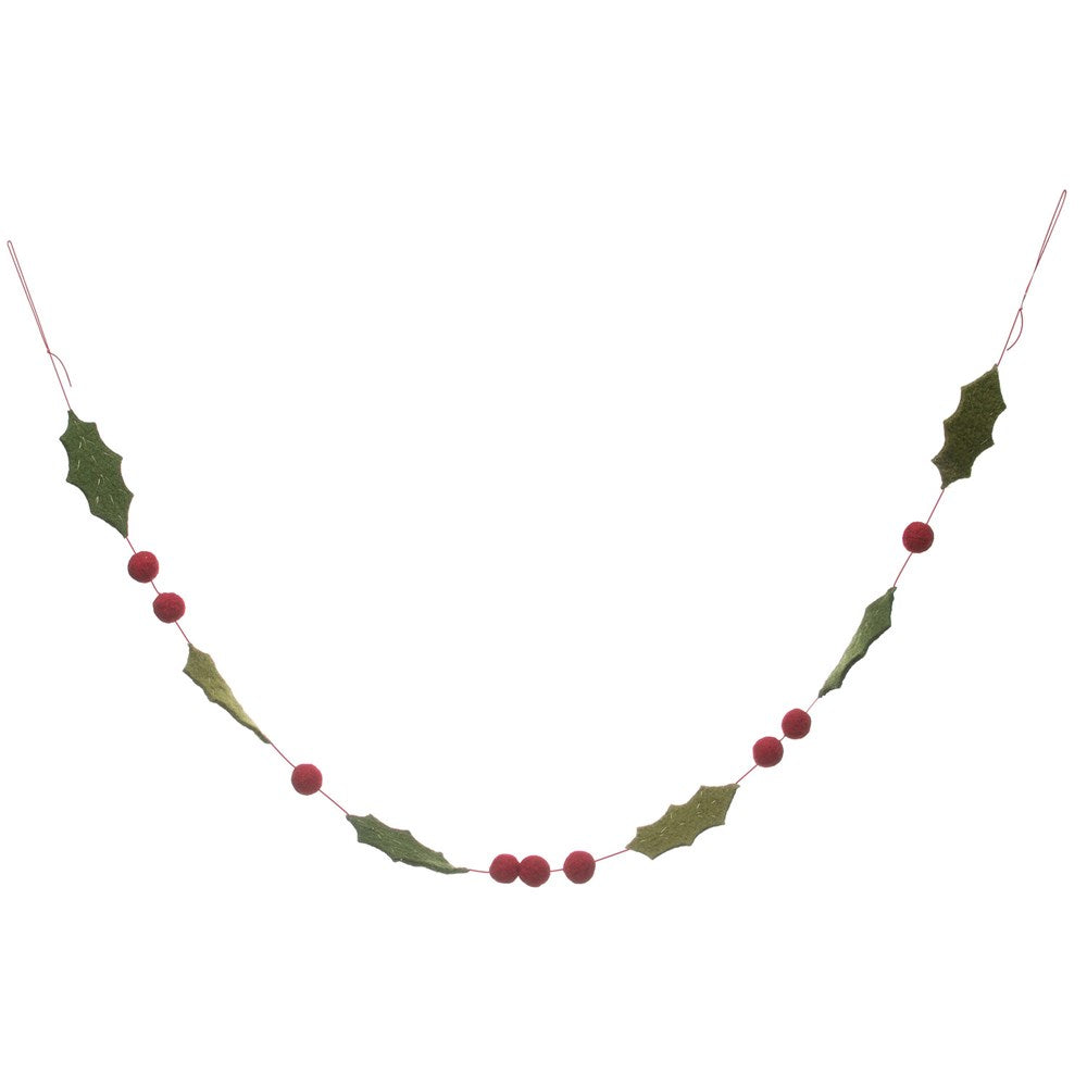 Load image into Gallery viewer, Felt Holly and Berries garland red green 6 whiskey

