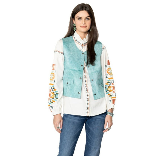 Double D Ranch High Horse Vest in Turquoise at 6Whiskey six whisky V984