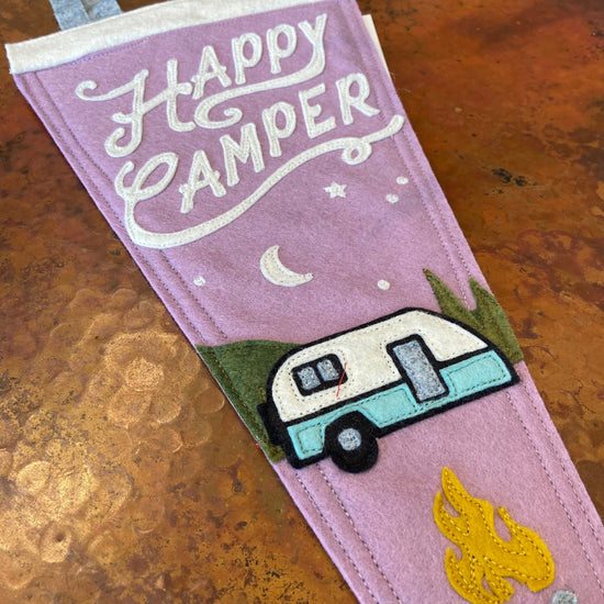 Happy Camper Pennant at 6Whiskey six whisky handmade rv stars firepit in color purple 