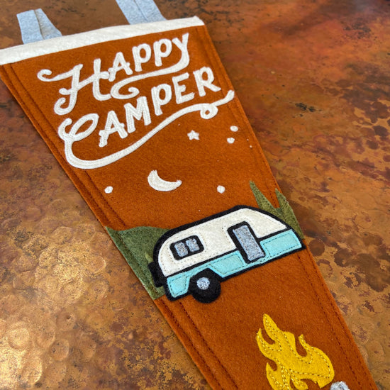 Happy Camper Pennant at 6Whiskey six whisky handmade rv stars firepit in color burnt orange