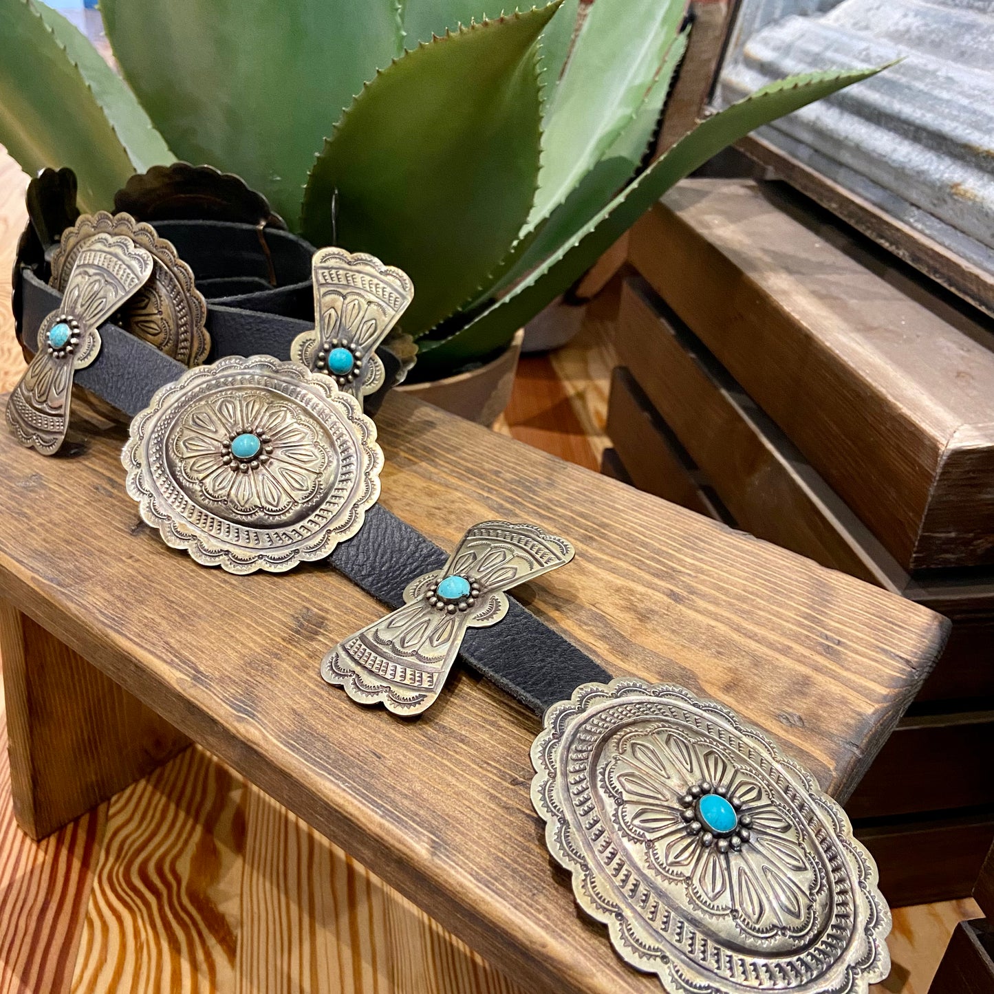 womens black silver and turquoise belt by barbosa at 6Whiskey six whisky round and bow tie conchos
