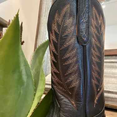 Liberty Black Calf Boot with Brown stitching at 6Whiskey six whisky womens snip toe cowboy boot