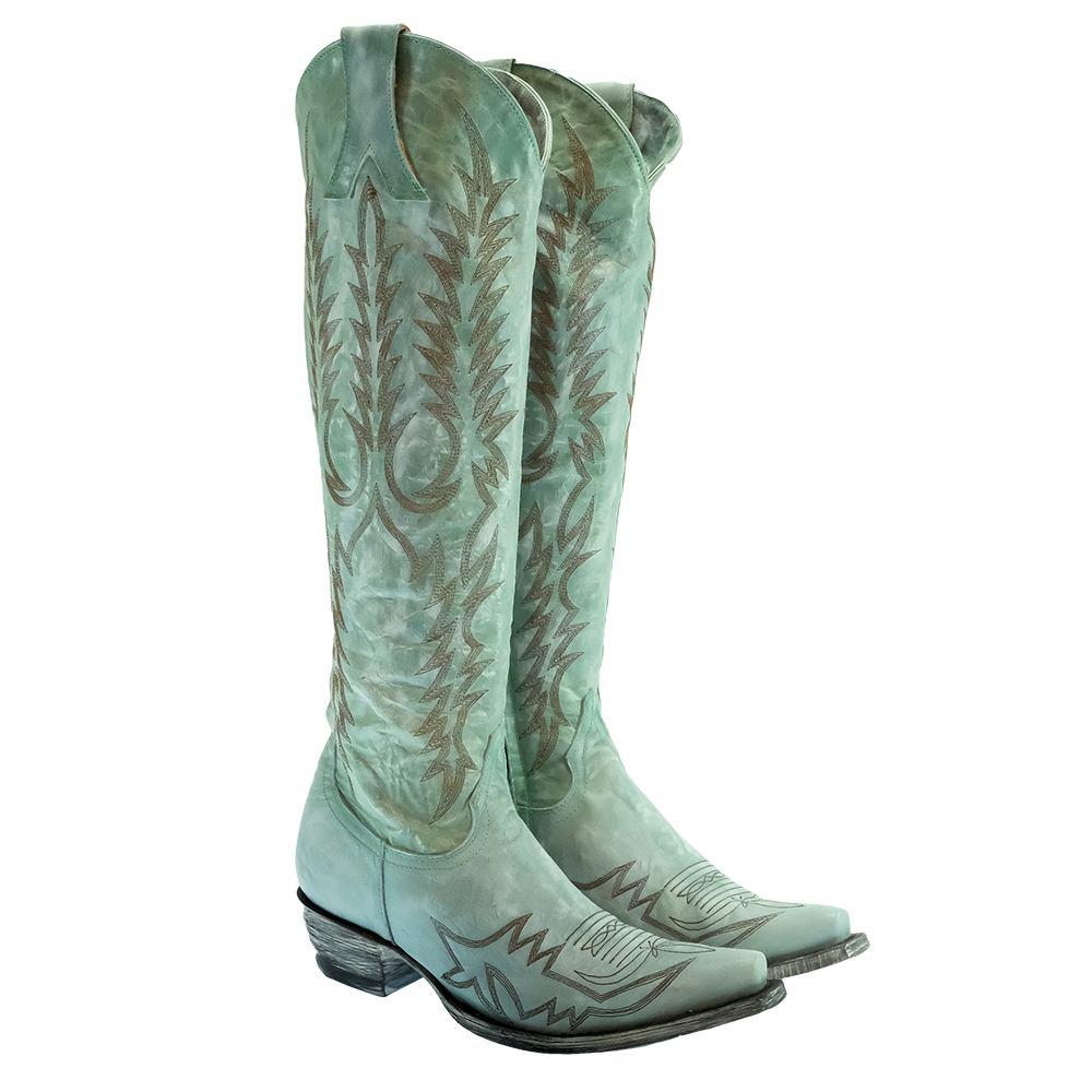Old Gringo Tall Mayra Boots in Washed Turquoise at 6Whiskey six whisky teal womens cowboy boots 