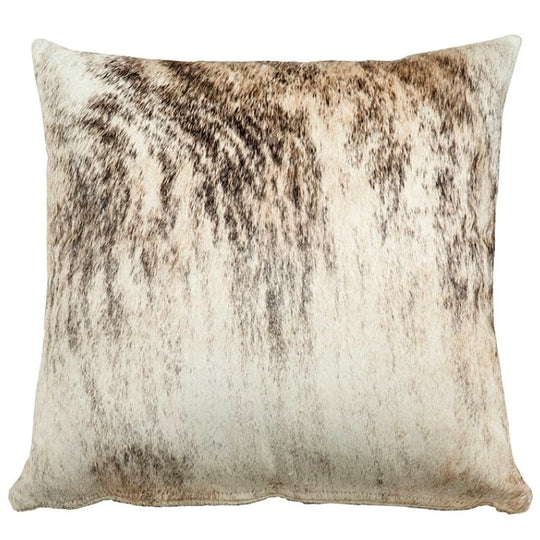 Large Light Brindle Cowhide Pillow at 6Whiskey six whisky 22" x 22" tan, beige, cream western home decor