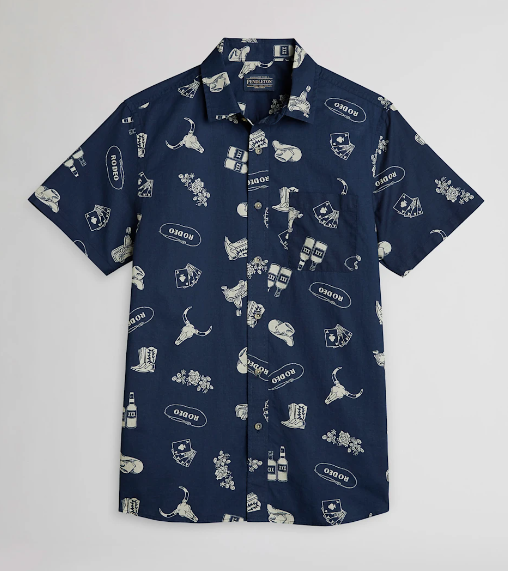 Men's Pendleton Shoreline Shirt at 6Whiskey six whisky navy rodeo and boots short sleeve button down