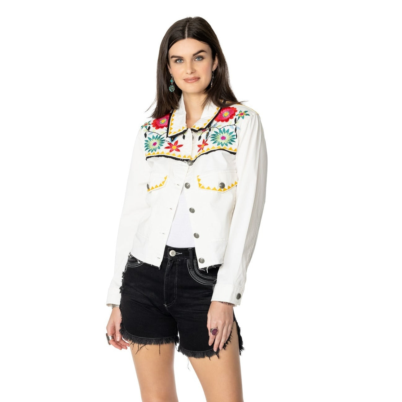 Load image into Gallery viewer, DDR Que Milagro Cotton Jacket in sea salt / white at 6whiskey six whisky by double d ranch womens spring style number C3057 folk forary
