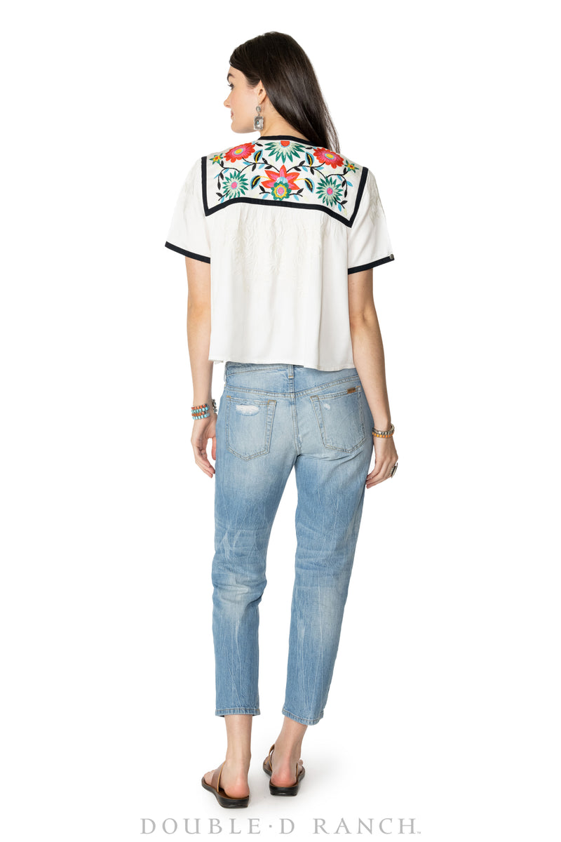 Double D Ranch Che Wa Wa Top white with embroidery at 6Whiskey six whisky DDR style number T3587 womens spring folk foray 