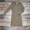 Brown Cable Knit Dress at 6Whiskey six whisky Tasha Polizzi beige v neck mid tight length mini dress slim fit winter womens dresses long sleeve trimmed