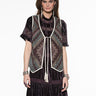 Whiskey Marshall Vest at 6Whiskey six whisky Double Ranch DDR slight relaxed fit beaded V941 Barons Ball Holiday patterned front tie tassel gray grey blue brown beige tan gold vest