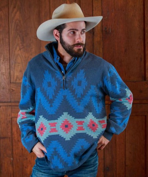 Load image into Gallery viewer, Tasha Polizzi Mens Southwest 1/4 zip Pullover at 6Whiskey six whisky cotton sweatshirt
