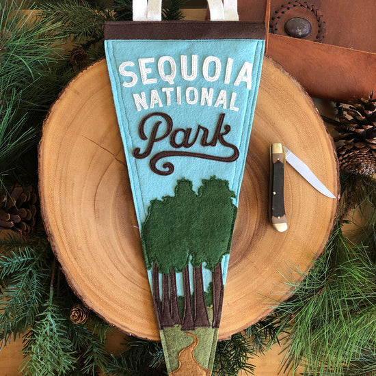 Sequoia National Park Tree Pennant at 6Whisky six whisky Handmade flet blue gren and brown