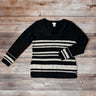 Tasha Polizzi Striped Fuzzy pullover sweater at 6Whiskey six whisky womens v-neck winter