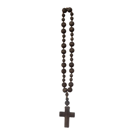 Wooden Bead rosary with cross at 6Whiskey six whisky home decor blessing