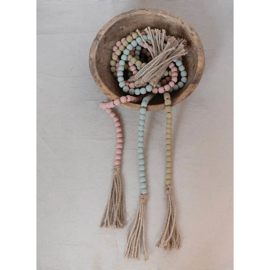Load image into Gallery viewer, Pastel Colored Wood Garland at 6Whiskey six whisky spring home decor easter tassels
