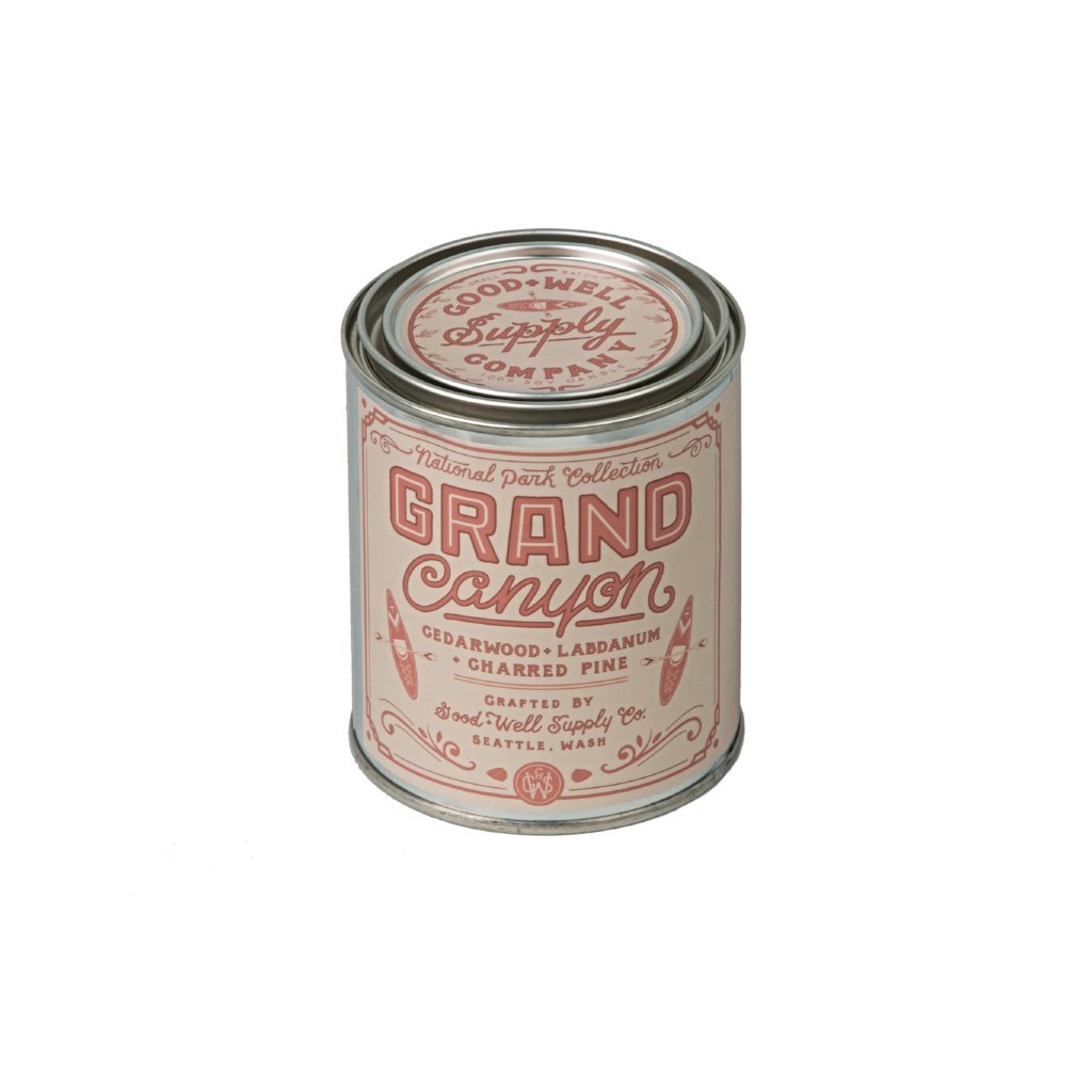 Grand Canyon National Park candle 6 whiskey good well supply collection all natural six whisky soy wood wick tin
