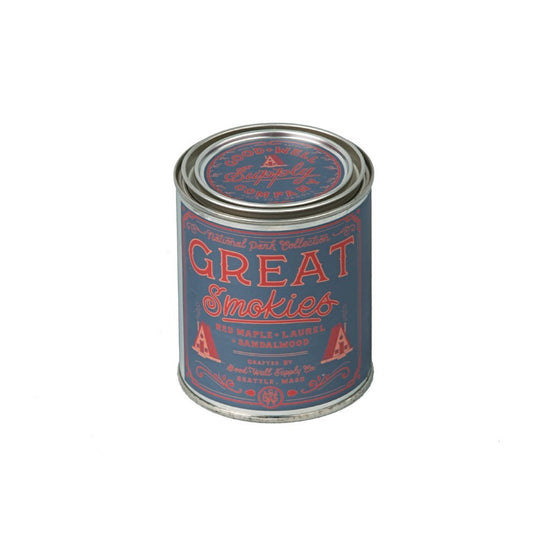 Great Smokies candle National Park Collection 6 whiskey good well supply all natural six whisky wood wick soy tin 