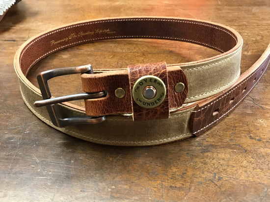 Over Under Belt ~  Waxed Canvas Belt in Tan 6 Whiskey Georgetown 34,36,38,40,42, and 44"