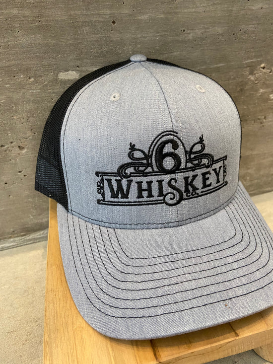 Load image into Gallery viewer, Richardson 112 Trucker Hat at 6Whiskey six whisky logo grey and black mesh back hat mens summer accessory
