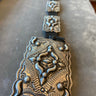 Rectangle sterling silver western concho belt black leather six whisky hand stamped womens