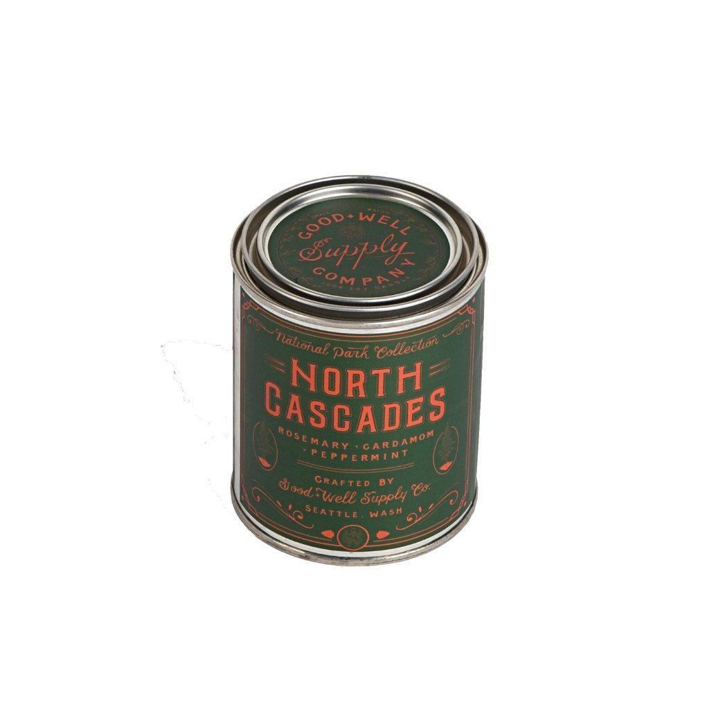North Cascades National Park candle Collection 6 whiskey good well supply all natural six whisky wood wick soy tin 