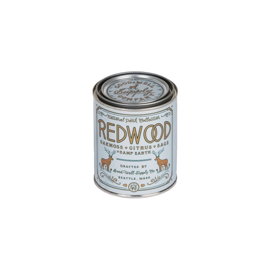 Redwood National park candle collection 6 whiskey good well supply six whisky all natural wood wick tin soy