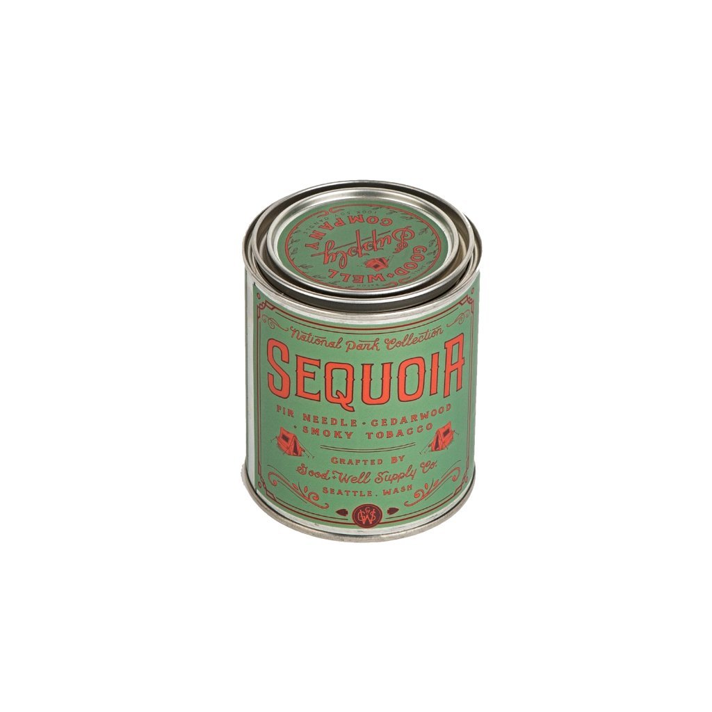Sequoia national park candle 6 whiskey good well supply all natural six whisky soy wood wick tin