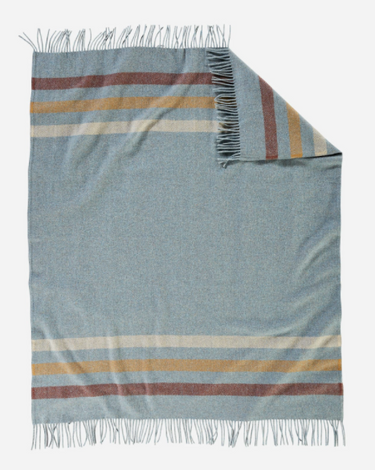 Pendleton Eco-Wise wool throw in Shale stripe at 6Whiskey six whisky woven in USA blanket