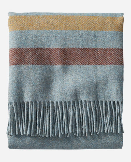 Pendleton Eco-Wise wool throw in Shale stripe at 6Whiskey six whisky woven in USA blanket