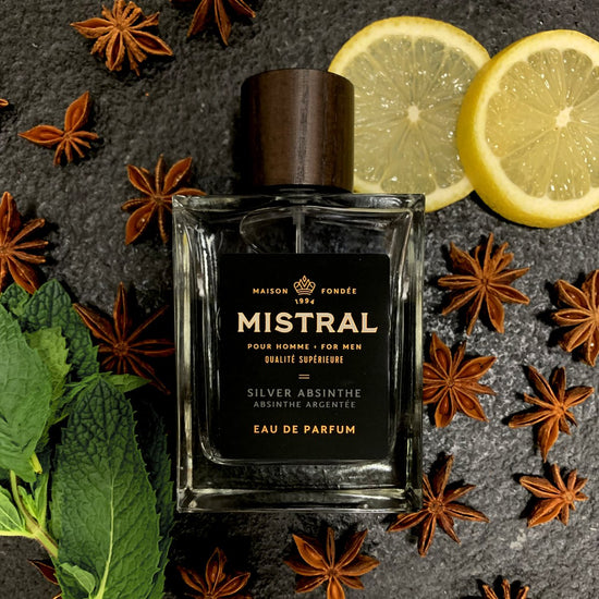 Mistral Mens Cologne at 6Whiskey six whisky silver absinthe scent clean and minty